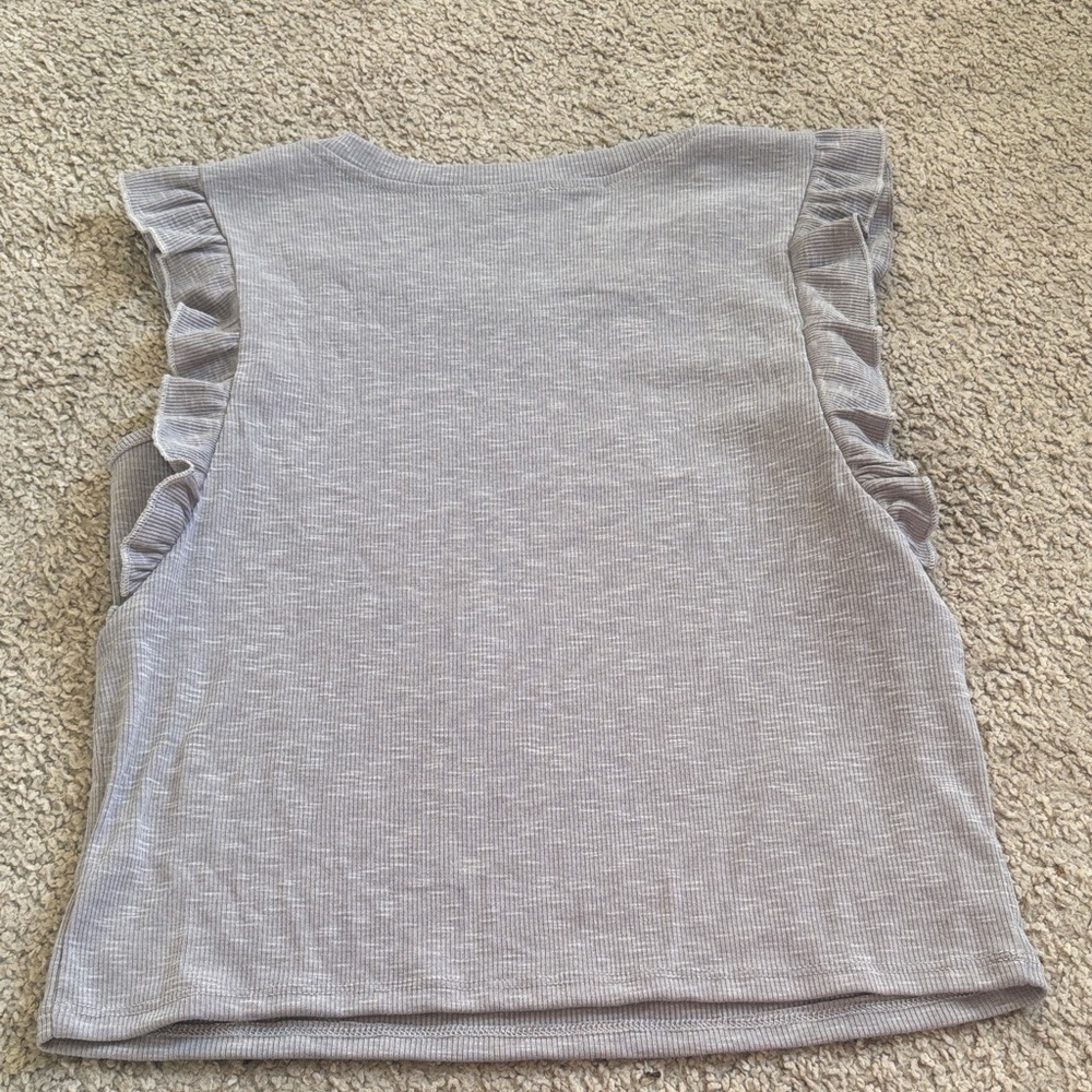 Chic Gray Ruffled Tank Top - Picture 2 of 3